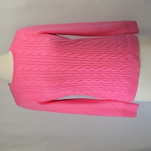 Talbots Confetti Marled Lightweight Cable Knit Sweater Pink Size MP NWT - Picture 3 of 13